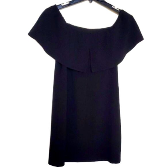 Women's Charles Henry Off the Shoulder Ruffle Black Mini Dress Size Small - Picture 1 of 2